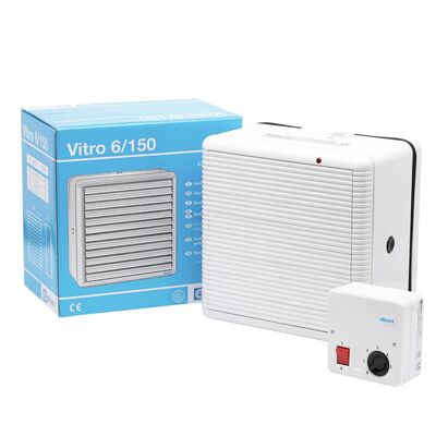 Elicent Vitro 6/150 Pencere ve Duvar Tipi Aksiyal Fan Tek Yönlü 300 m3h + Hız Anahtarlı Kontrol Paneli